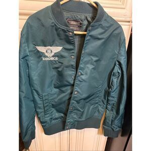 Bangbros Men's 21 Men An American Brand Snap Bomber Jacket Green Size Small
